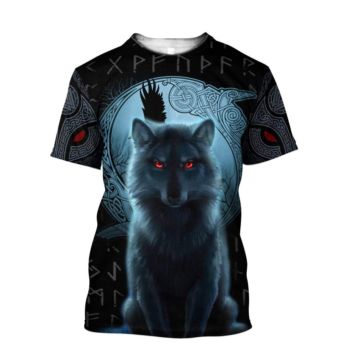 Viking T Shirt Fenrir Viking Wolf and Moon 3D RLT12 - Wonder Print Shop