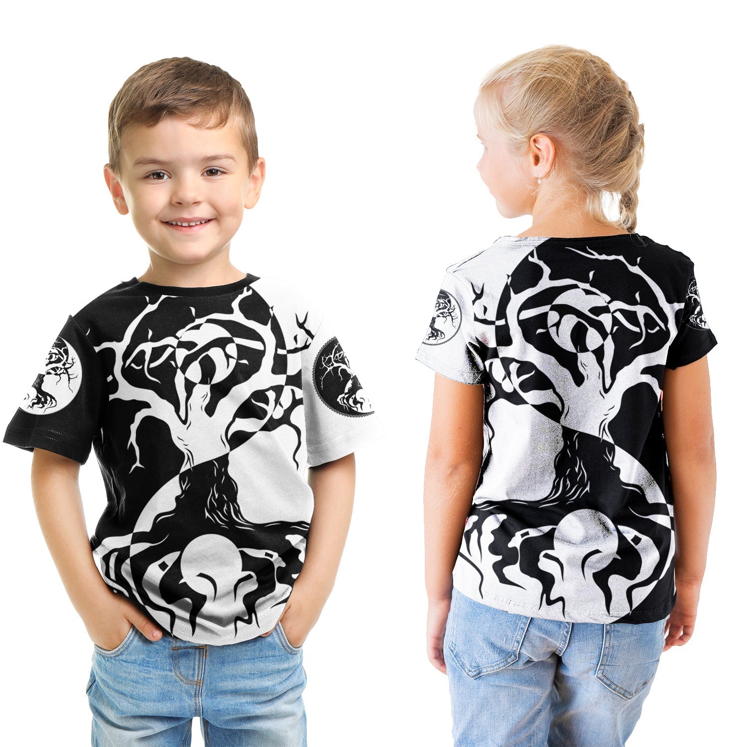 Viking T shirt Kid - Ying Yang Celtic Tree RLT12 - Wonder Print Shop