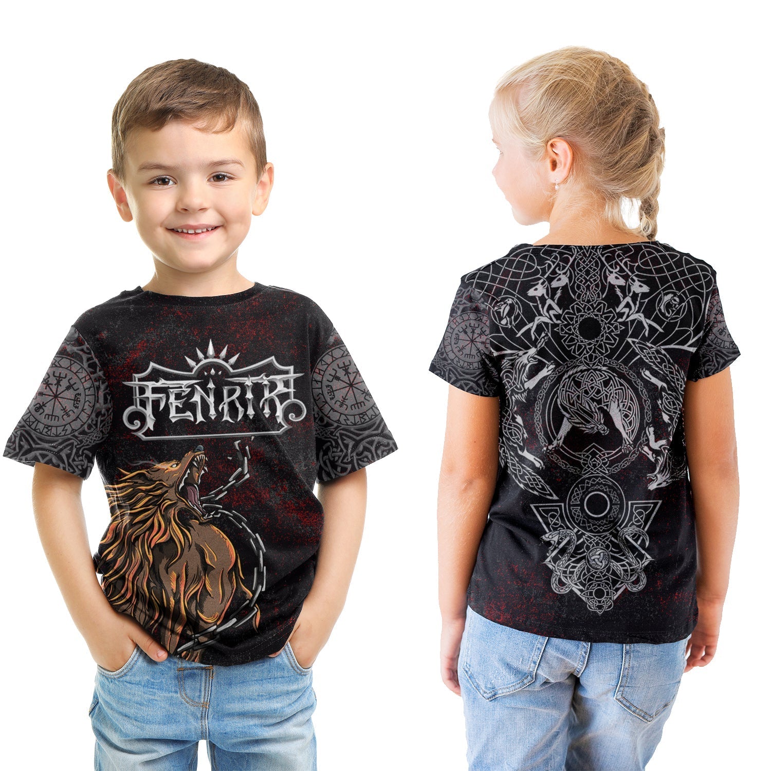 Viking T shirt Kid - Fenrir Art RLT12 - Wonder Print Shop