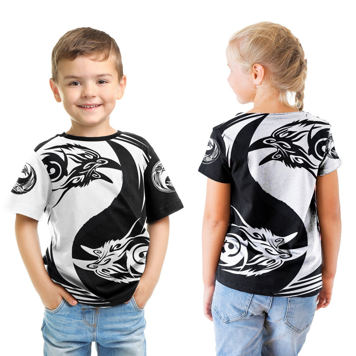 Viking T shirt Kid - Ying Yang Raven RLT12 - Wonder Print Shop
