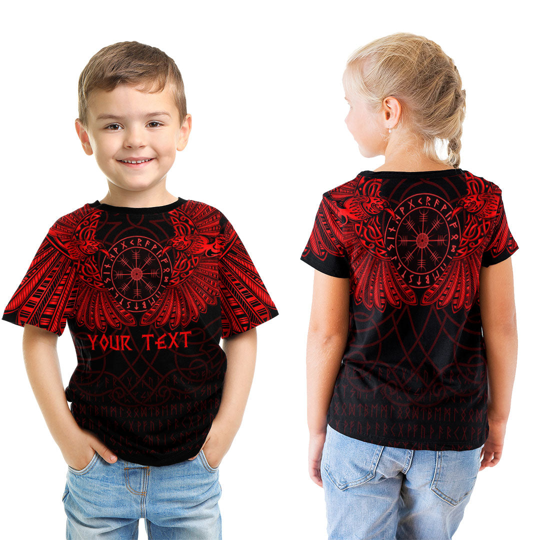 Custom Viking Clothing Viking Odins Celtic Two Ravens Red Version T Shirt RLT12 - Wonder Print Shop