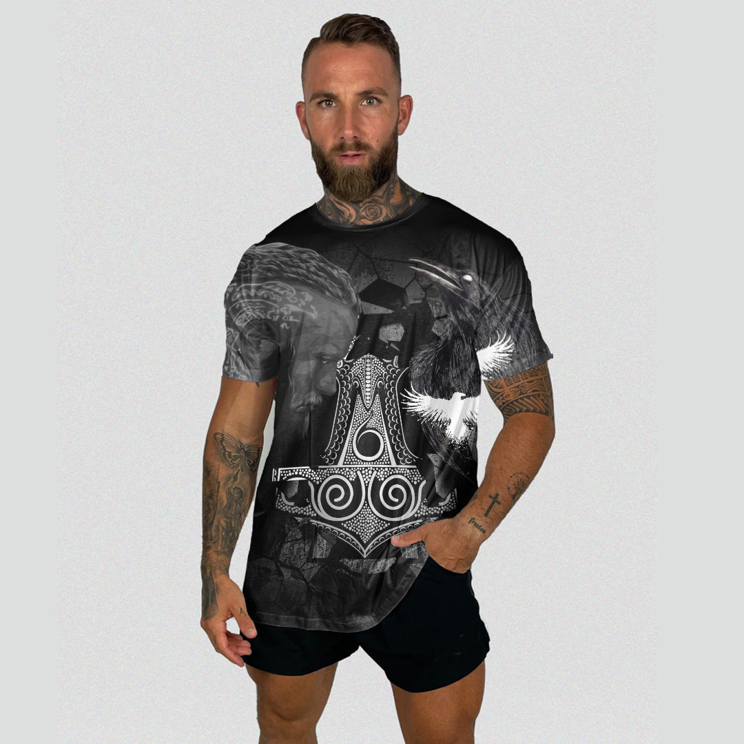 Viking Ragnar and Raven Style Mjolnir T Shirt RLT12 - Wonder Print Shop