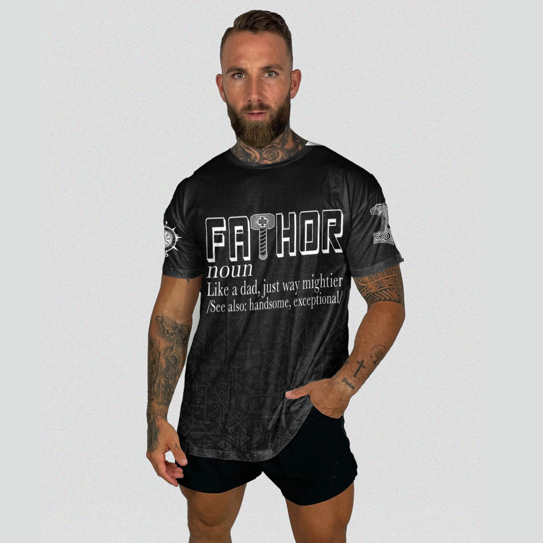 Custom Viking T Shirt Fathor with Mjolnir s RLT12 - Wonder Print Shop