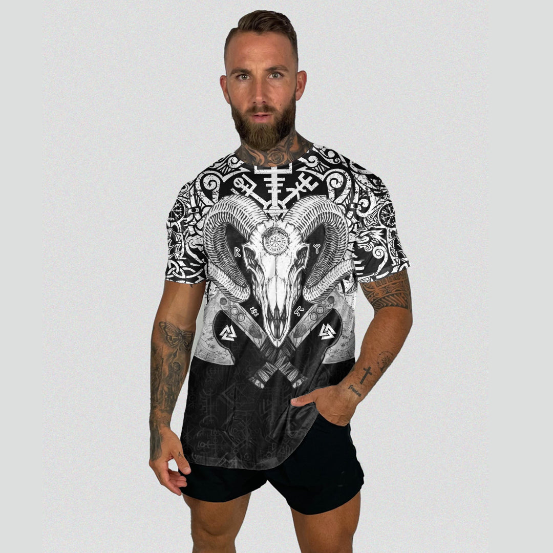 viking-ram-skull-tattoo-with-vegvisir-and-valknut-t-shirts