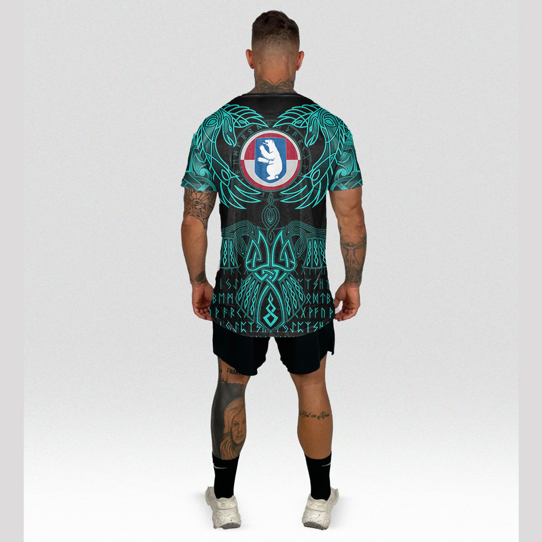 Viking Greenland T Shirt Valknut of Odin Cyan RLT12 - Wonder Print Shop