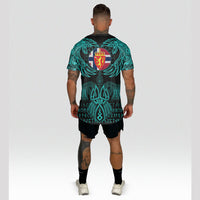 Viking Norway T Shirt Valknut of Odin Cyan RLT12 - Wonder Print Shop