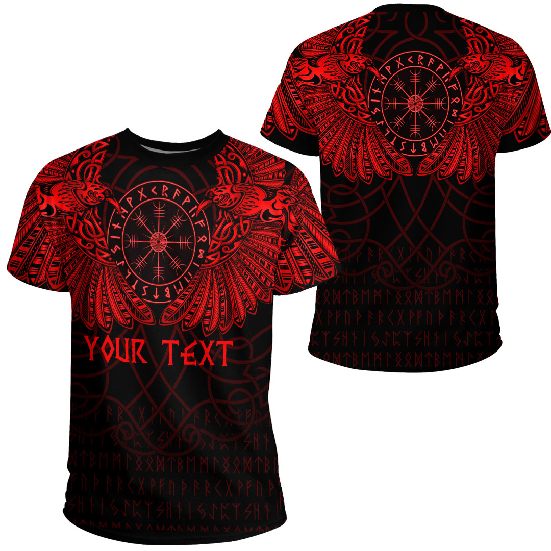 Custom Viking Clothing Viking Odins Celtic Two Ravens Red Version T Shirt RLT12 - Wonder Print Shop
