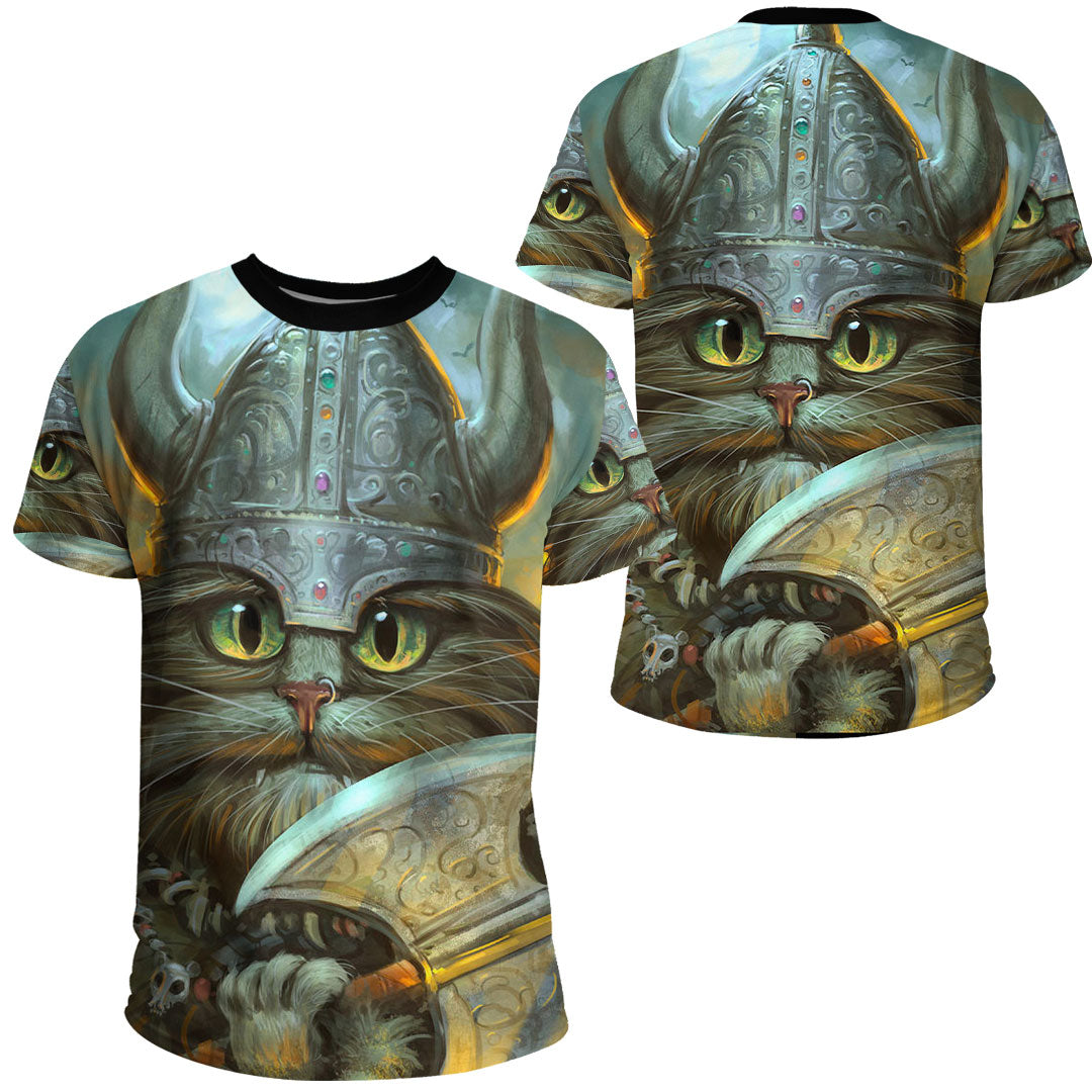 Viking Clothing Vikings Cat Warrior T Shirt RLT12 - Wonder Print Shop