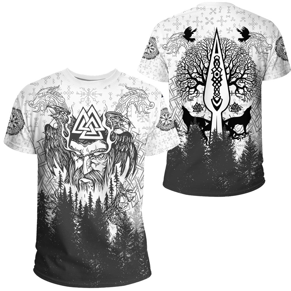 Viking Clothing Viking Odin and Raven Forest T Shirt RLT12 - Wonder Print Shop