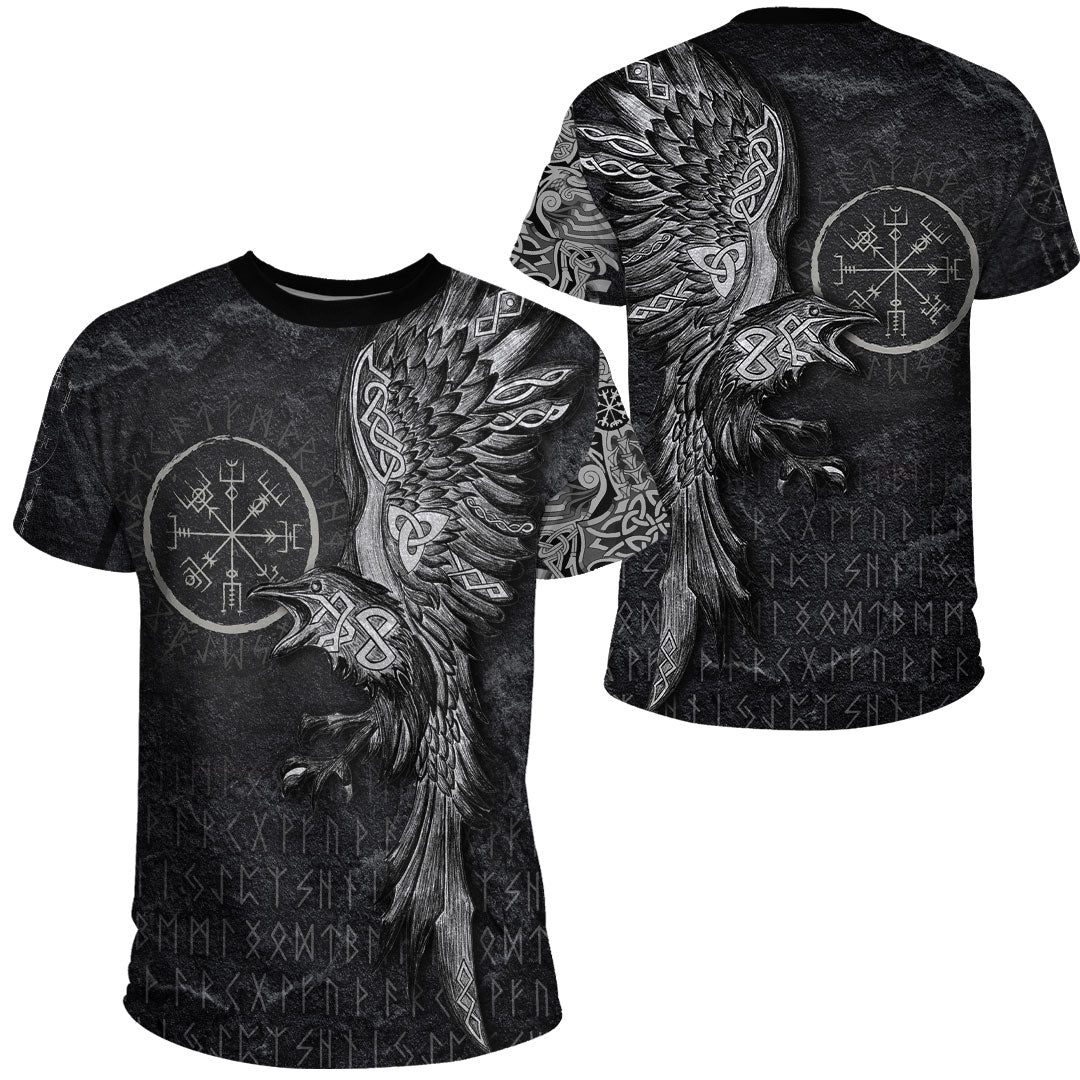 Viking Clothing Vegvisir With Raven Viking Compass T Shirt RLT12 - Wonder Print Shop
