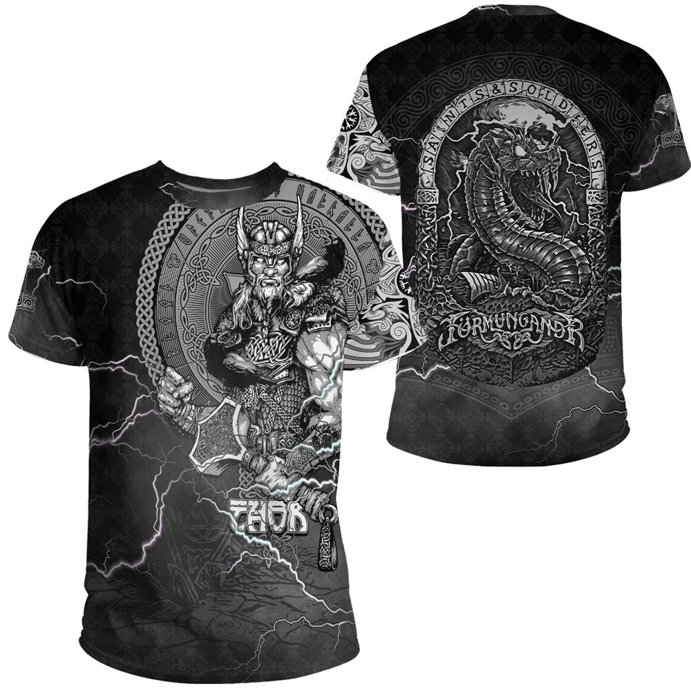 Viking Clothing Viking Thor and Jormungand T Shirt RLT12 - Wonder Print Shop