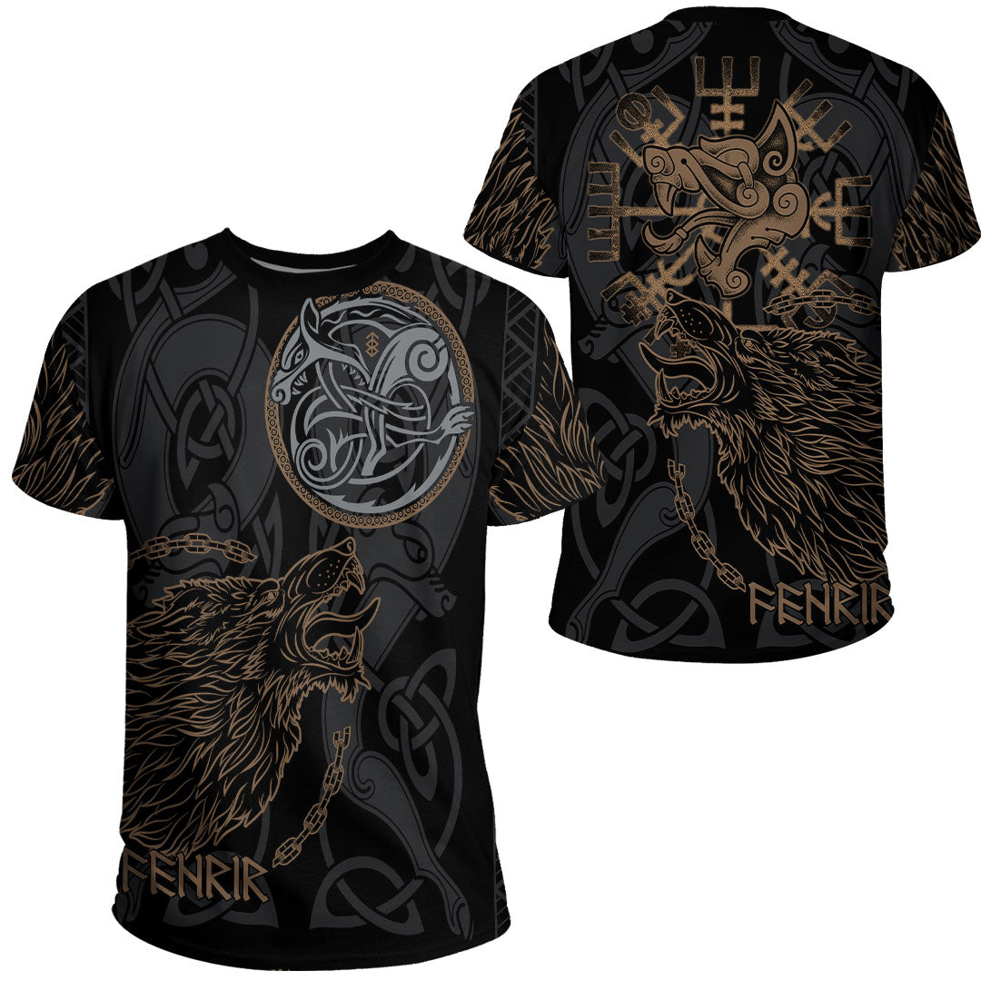 Viking Clothing Viking Fenrir Norse Wolf T Shirt RLT12 - Wonder Print Shop