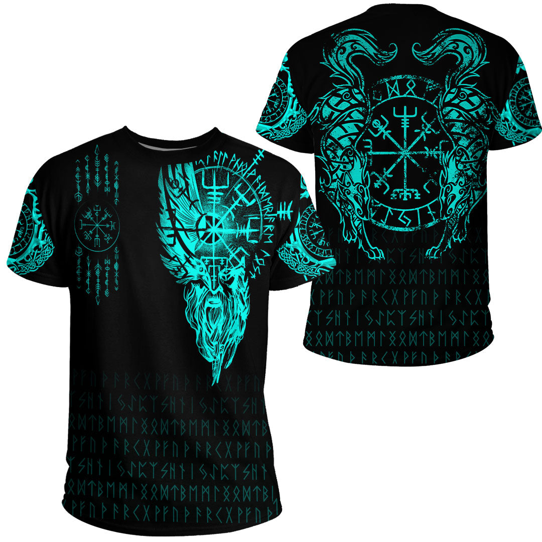 Viking Clothing Viking Compass Vegvisir Tattoo Cyan Version T Shirt RLT12 - Wonder Print Shop