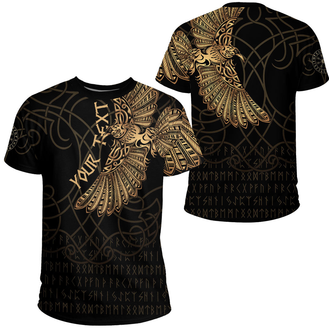 Custom Viking Clothing Viking Odins Celtic Ravens Gold Version T Shirt RLT12 - Wonder Print Shop