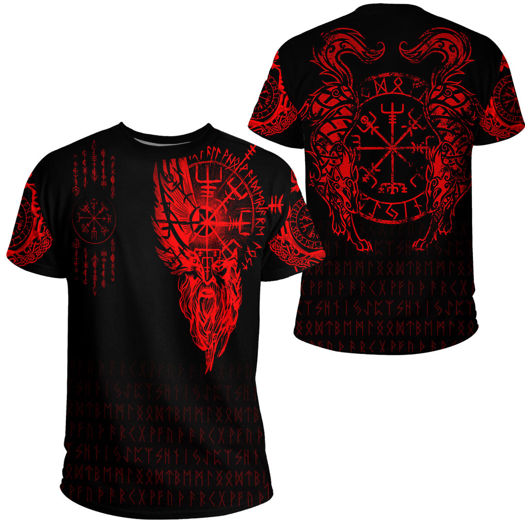 Viking Clothing Viking Compass Vegvisir Tattoo Red Version T Shirt RLT12 - Wonder Print Shop