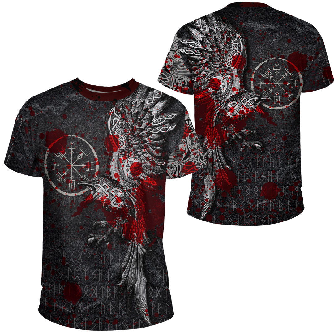 Viking Clothing Viking Odin Raven Tattoo Style Blood Version T Shirt RLT12 - Wonder Print Shop