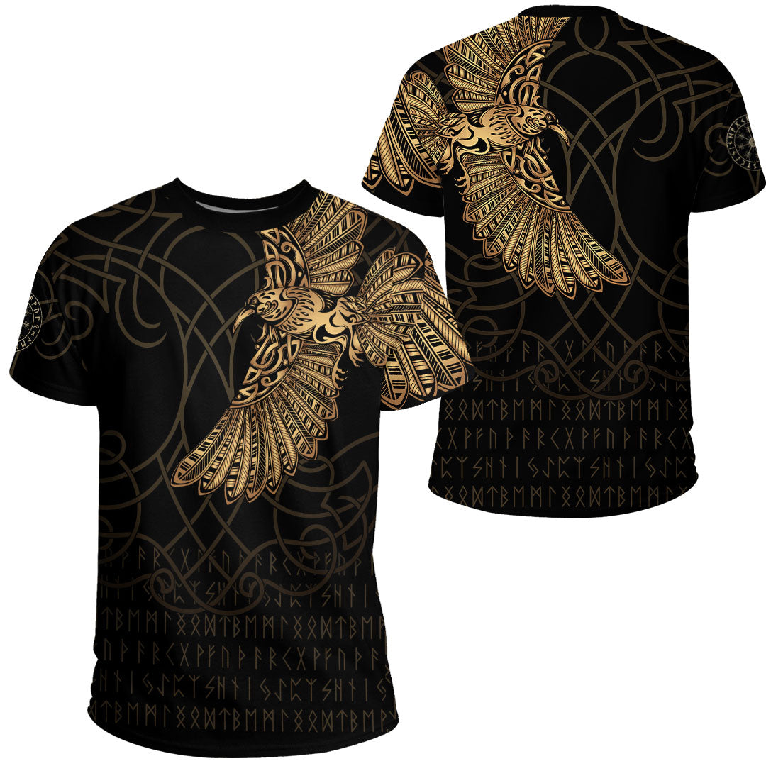 Viking Clothing Viking Odin's Celtic Ravens Gold Version T Shirt RLT12 - Wonder Print Shop
