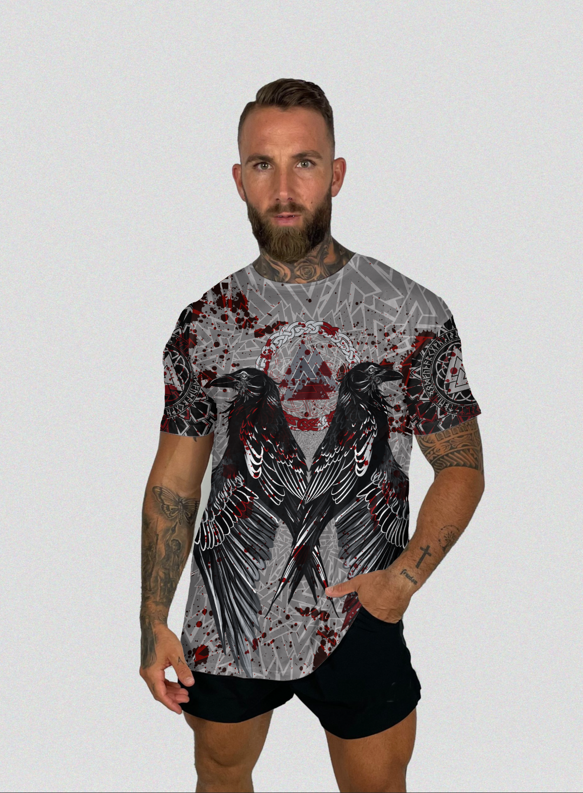 Viking Raven With Valknut T Shirt Style Blood RLT12 - Wonder Print Shop