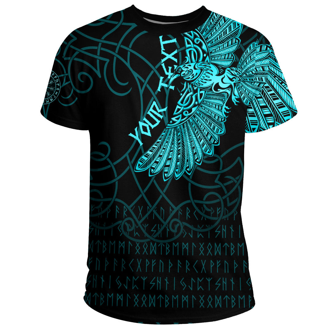 Custom Viking Clothing Viking Odins Celtic Ravens Cyan Version T Shirt RLT12 - Wonder Print Shop