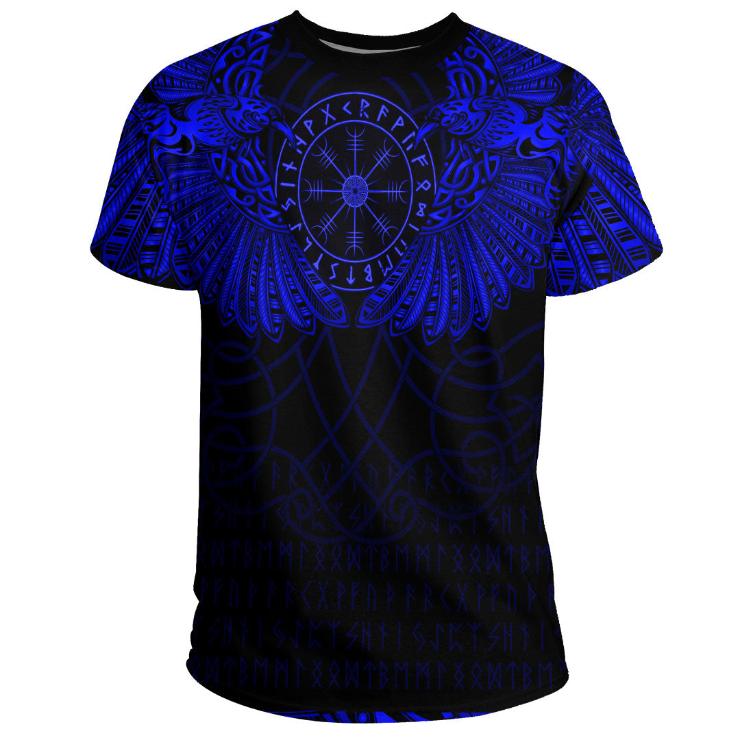 Viking Clothing Viking Odin's Celtic Two Ravens Blue Version T Shirt RLT12 - Wonder Print Shop