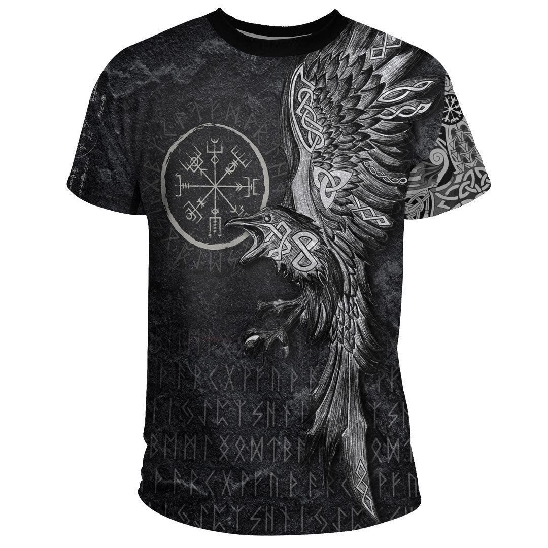 Viking Clothing Vegvisir With Raven Viking Compass T Shirt RLT12 - Wonder Print Shop