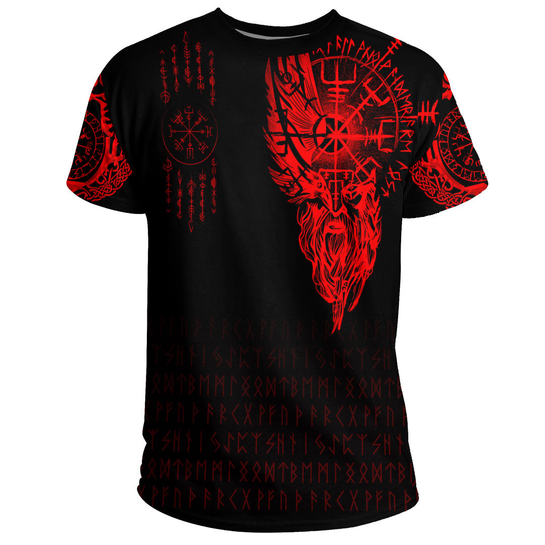 Viking Clothing Viking Compass Vegvisir Tattoo Red Version T Shirt RLT12 - Wonder Print Shop