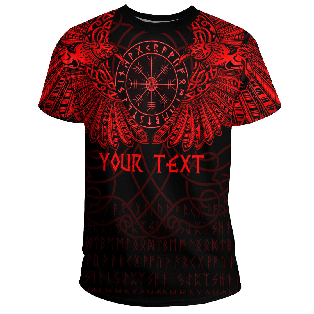 Custom Viking Clothing Viking Odins Celtic Two Ravens Red Version T Shirt RLT12 - Wonder Print Shop