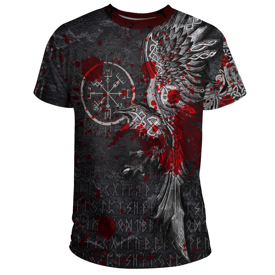 Viking Clothing Viking Odin Raven Tattoo Style Blood Version T Shirt RLT12 - Wonder Print Shop