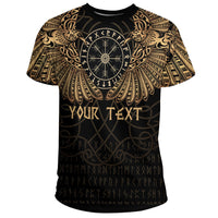 Custom Viking Clothing Viking Odins Celtic Two Ravens Gold Version T Shirt RLT12 - Wonder Print Shop