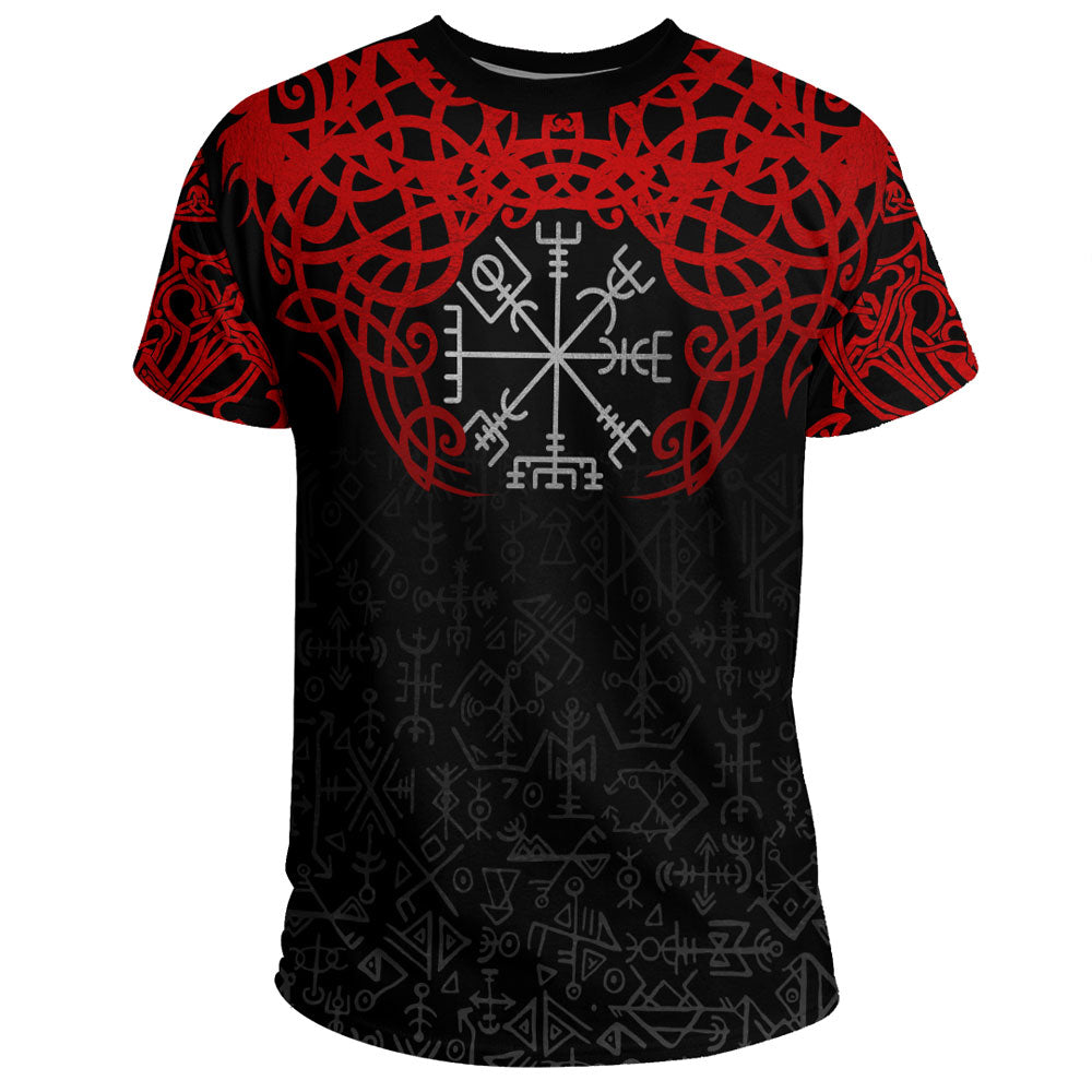 Viking Clothing Viking Odin Helm Of Awe Red T Shirt RLT12 - Wonder Print Shop