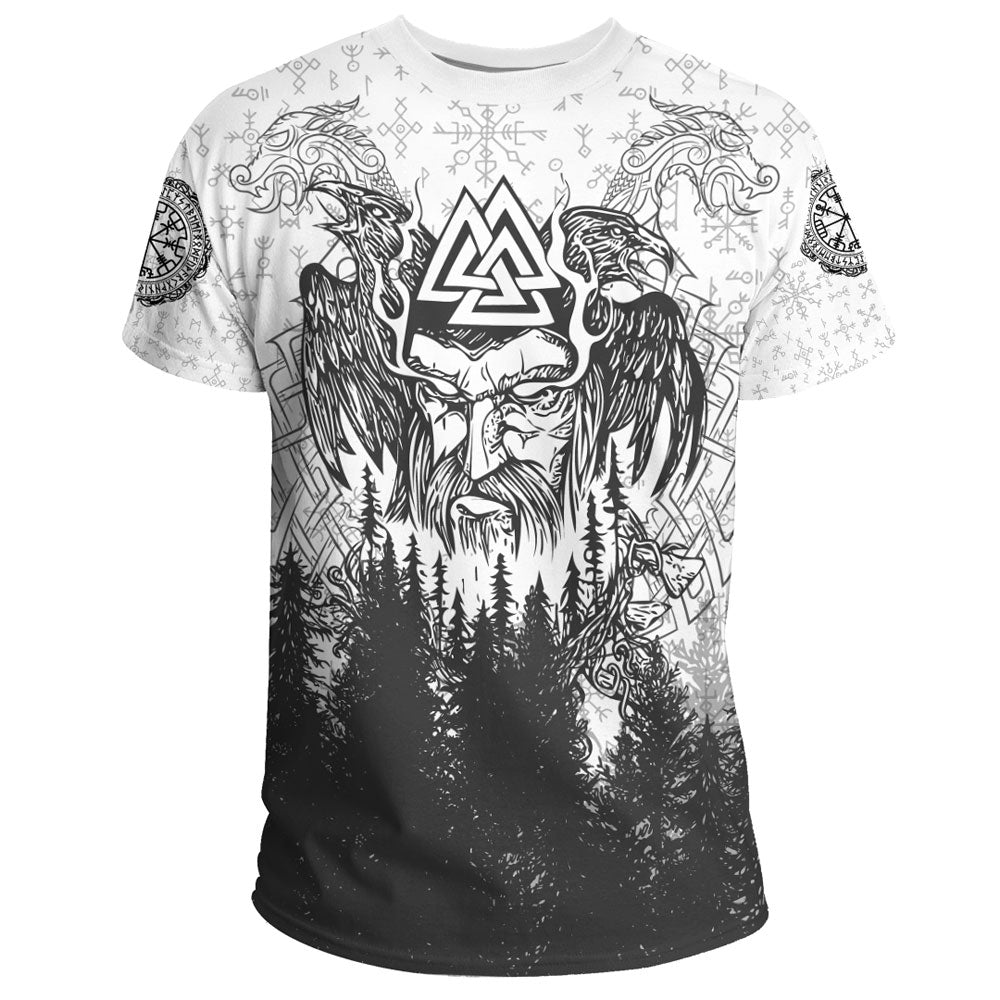 Viking Clothing Viking Odin and Raven Forest T Shirt RLT12 - Wonder Print Shop
