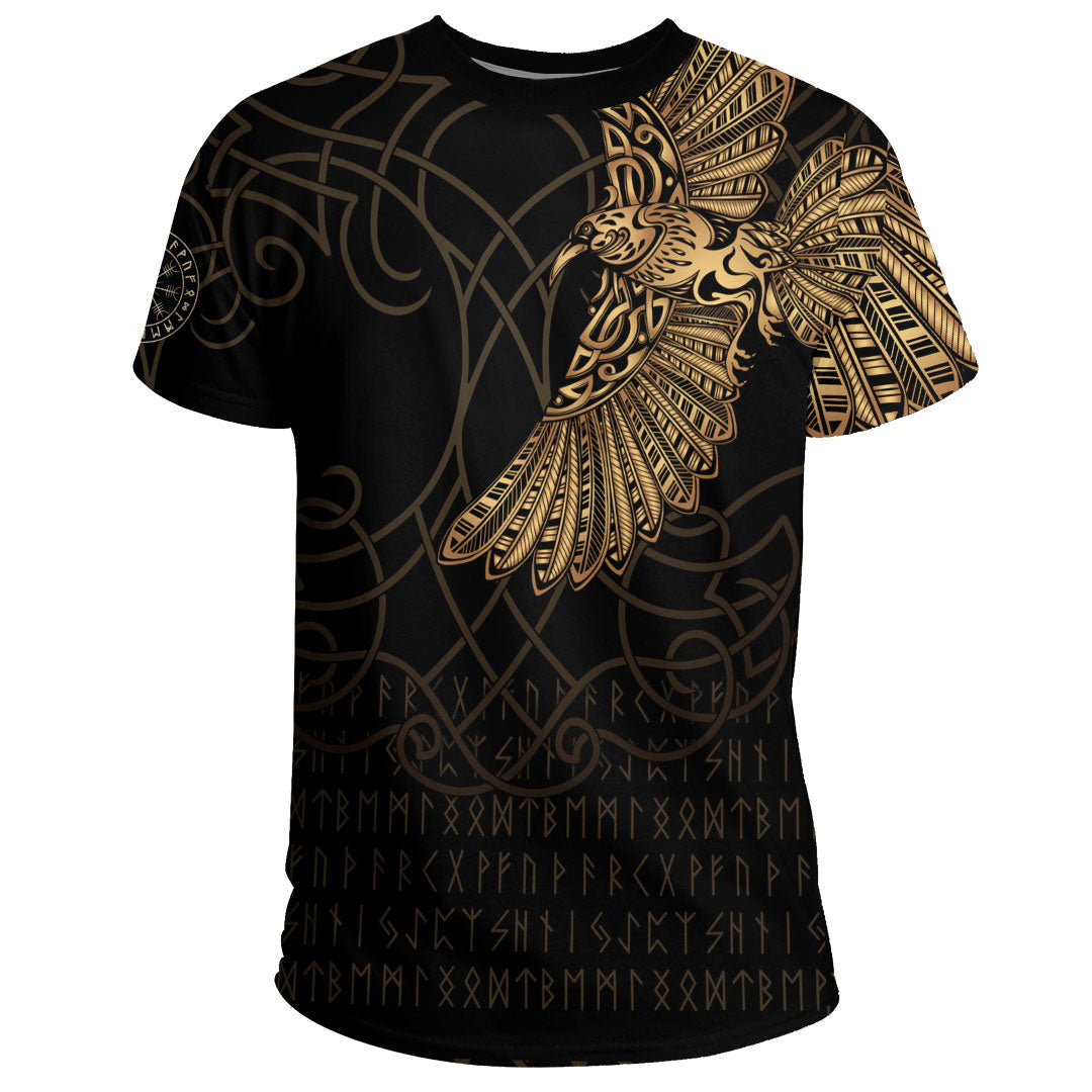 Viking Clothing Viking Odin's Celtic Ravens Gold Version T Shirt RLT12 - Wonder Print Shop