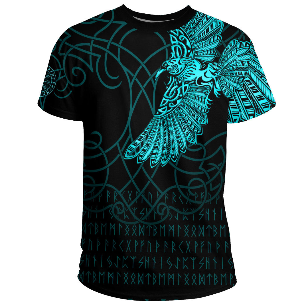 Viking Clothing Viking Odin's Celtic Ravens Cyan Version T Shirt RLT12 - Wonder Print Shop