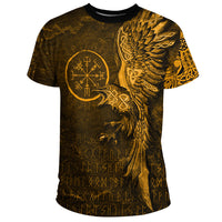 Viking Clothing Vegvisir With Raven Viking Compass Gold Version T Shirt RLT12 - Wonder Print Shop