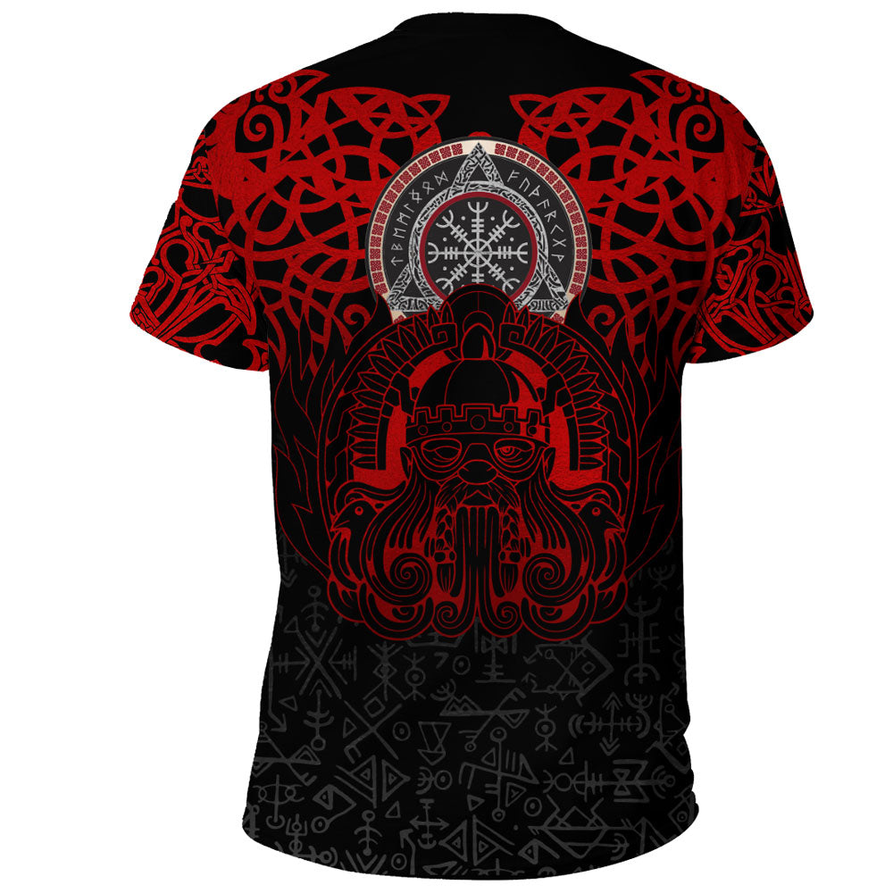 Viking Clothing Viking Odin Helm Of Awe Red T Shirt RLT12 - Wonder Print Shop