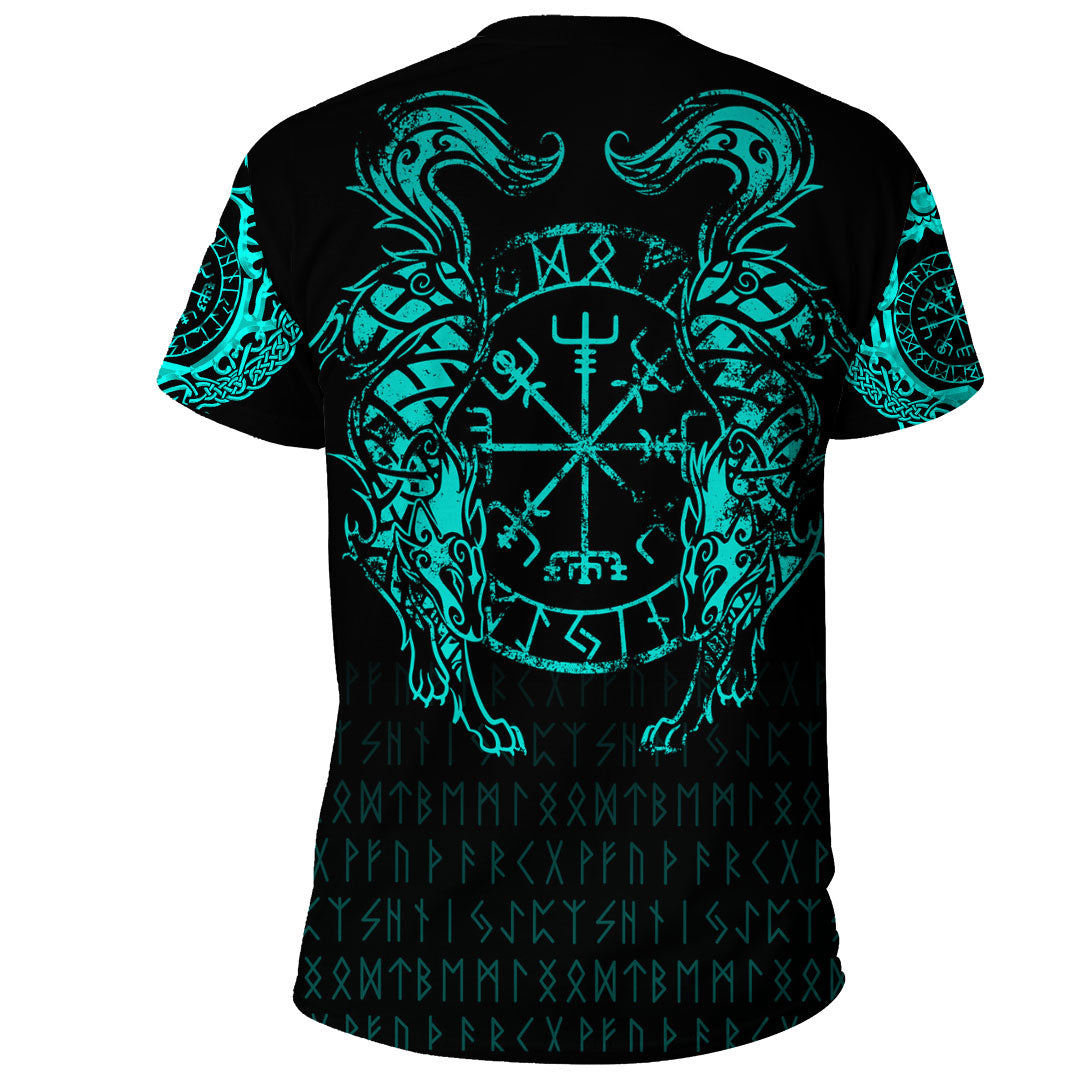 Viking Clothing Viking Compass Vegvisir Tattoo Cyan Version T Shirt RLT12 - Wonder Print Shop