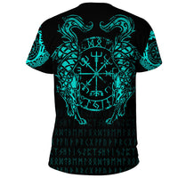 Viking Clothing Viking Compass Vegvisir Tattoo Cyan Version T Shirt RLT12 - Wonder Print Shop
