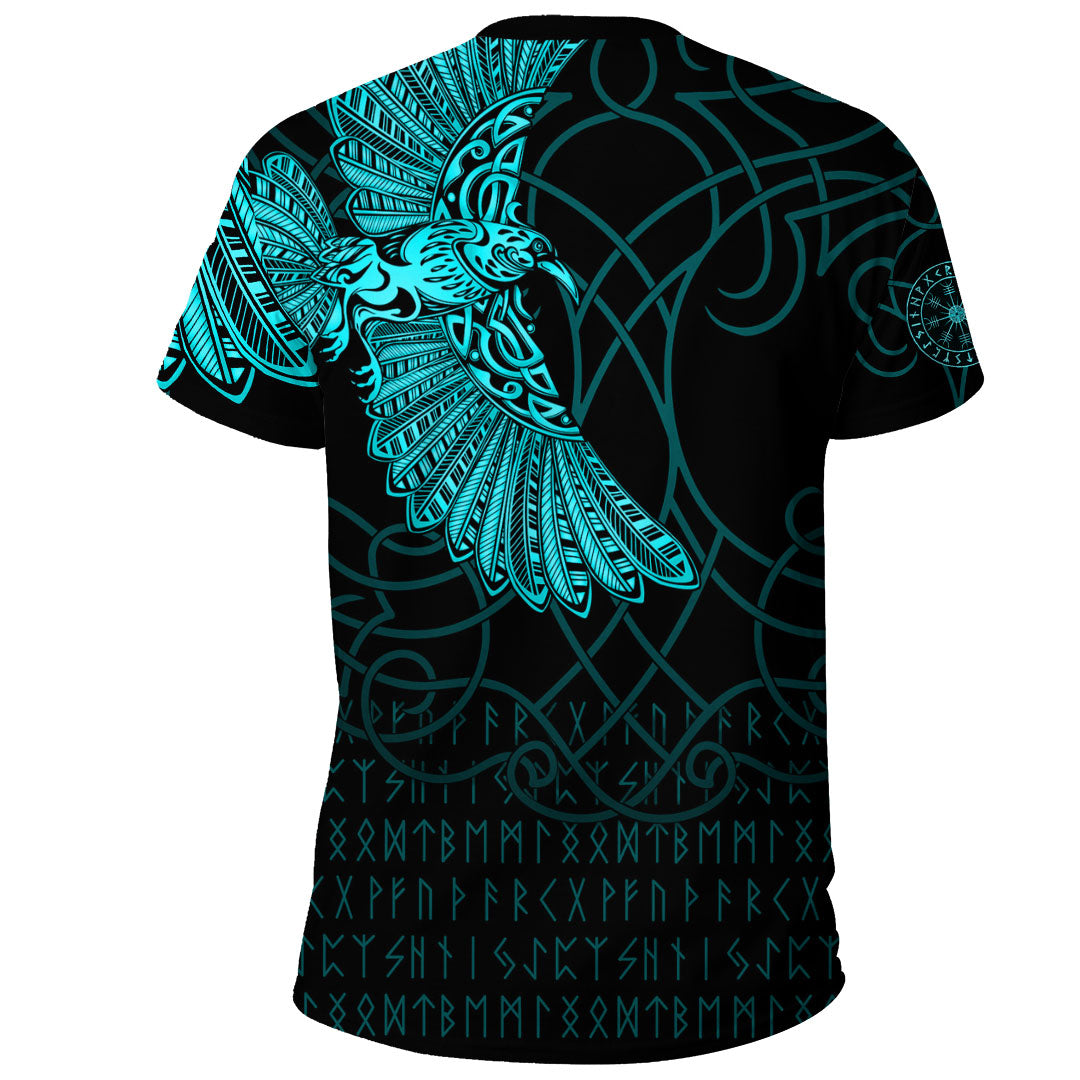 Viking Clothing Viking Odin's Celtic Ravens Cyan Version T Shirt RLT12 - Wonder Print Shop