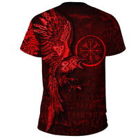 Viking Clothing Vegvisir With Raven Viking Compass T Shirt Red Version RLT12 - Wonder Print Shop