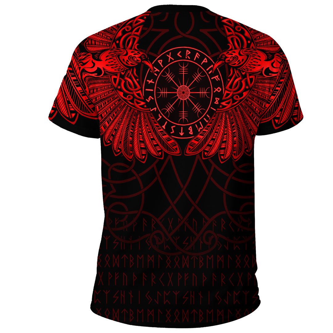 Custom Viking Clothing Viking Odins Celtic Two Ravens Red Version T Shirt RLT12 - Wonder Print Shop