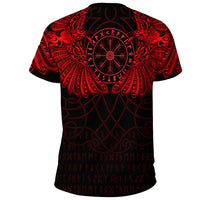 Custom Viking Clothing Viking Odins Celtic Two Ravens Red Version T Shirt RLT12 - Wonder Print Shop
