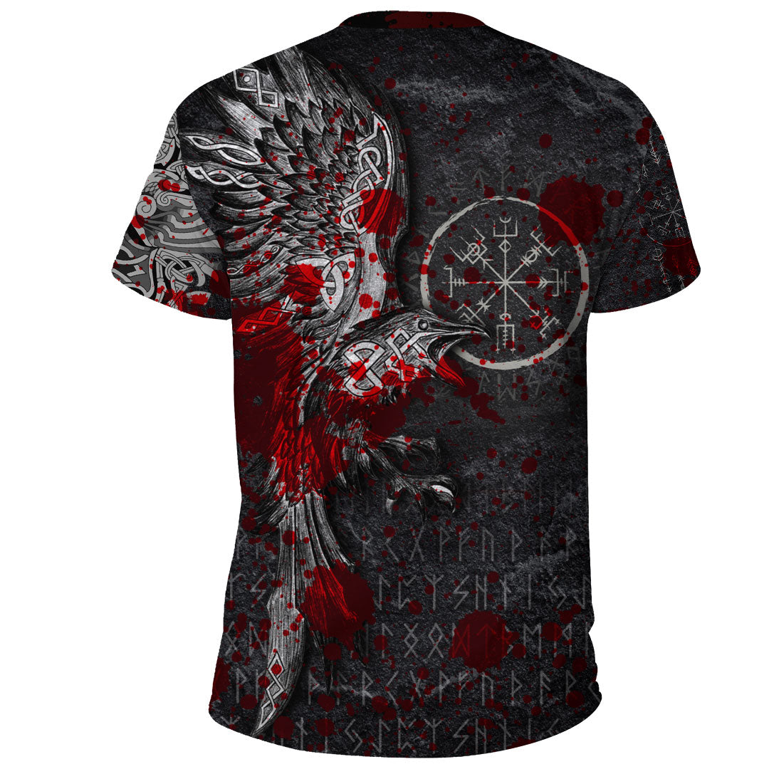 Viking Clothing Viking Odin Raven Tattoo Style Blood Version T Shirt RLT12 - Wonder Print Shop