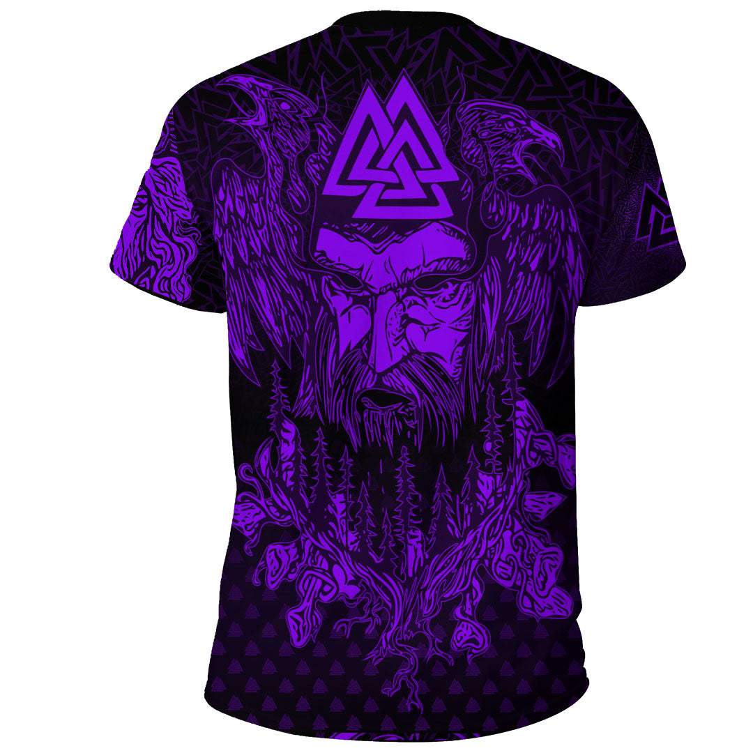 Viking Clothing Viking Odin Raven Tattoo Style Purple Version T Shirt RLT12 - Wonder Print Shop