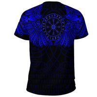 Custom Viking Clothing Viking Odins Celtic Two Ravens Blue Version T Shirt RLT12 - Wonder Print Shop
