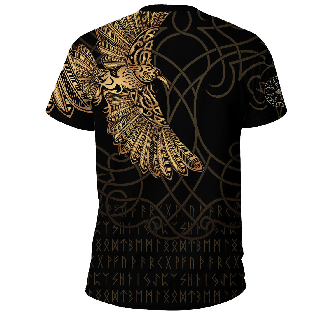 Custom Viking Clothing Viking Odins Celtic Ravens Gold Version T Shirt RLT12 - Wonder Print Shop