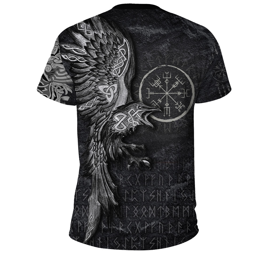 Viking Clothing Vegvisir With Raven Viking Compass T Shirt RLT12 - Wonder Print Shop