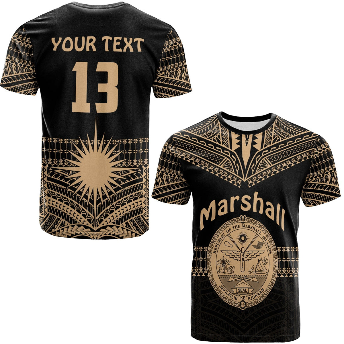 Custom Marshall Islands T Shirt Best Tattoo Version Golden LT13 - Wonder Print Shop