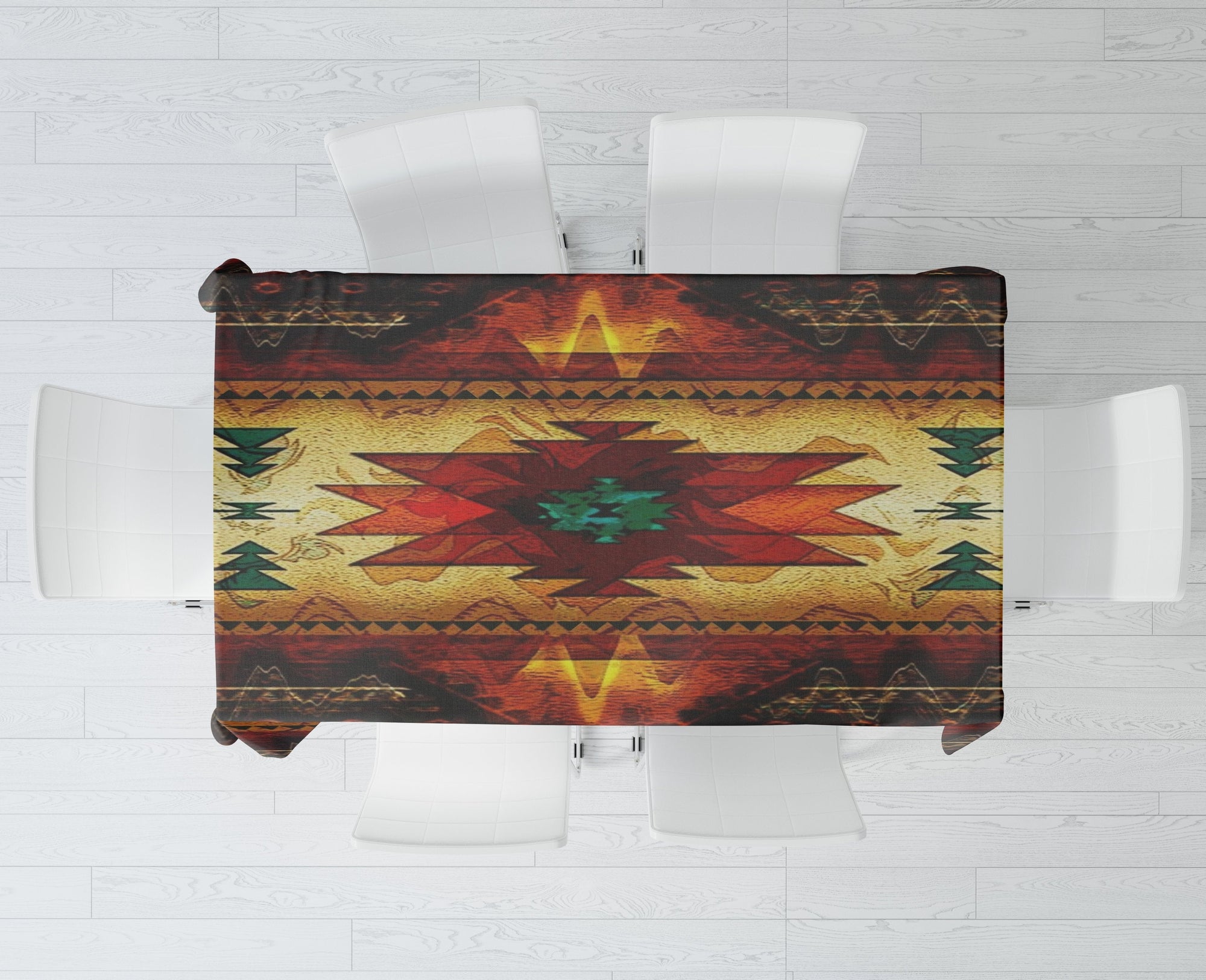Tribal Dark Brown Native American Table Cloth LT10 - Wonder Print Shop