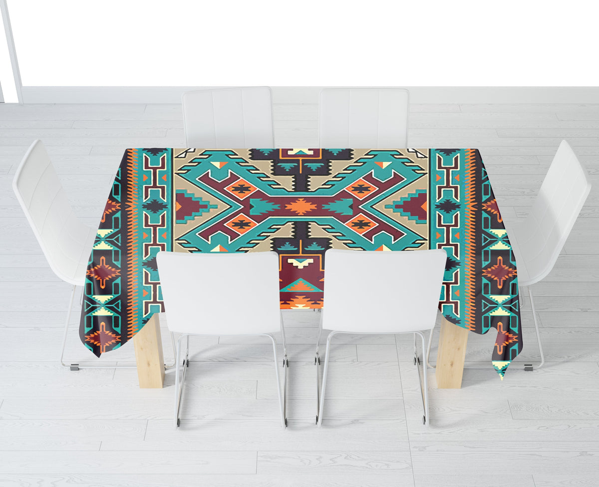 Tribe Blue Pattern Native American Table Cloth LT10 - Wonder Print Shop