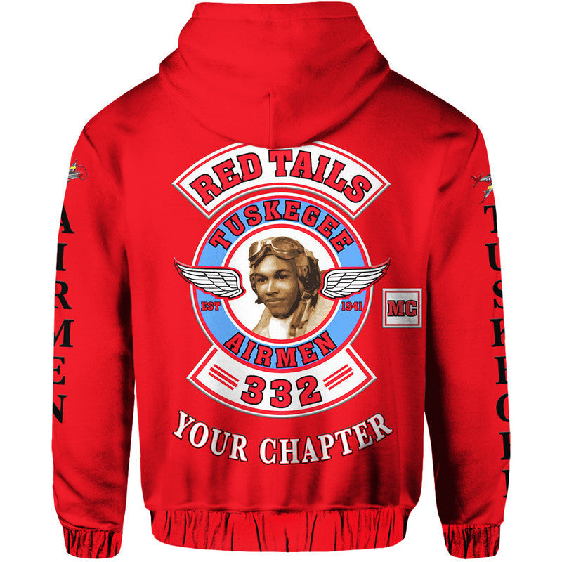 Custom Tuskegee Airmen Motorcycle Club Hoodie TAMC Red Tails Original Style Red LT8 - Wonder Print Shop